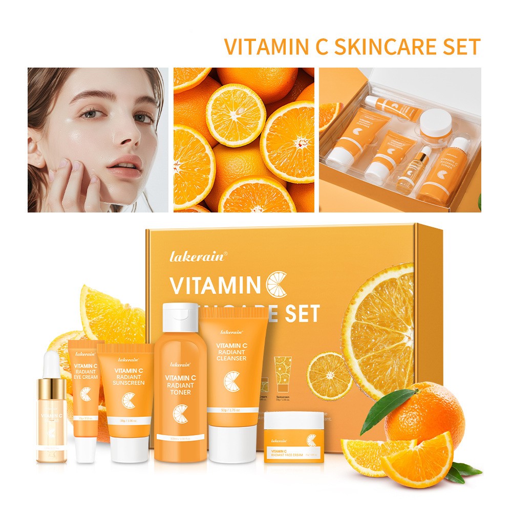 Vitamin C Skin Care Set 6 Pieces - Complete Brightening Facial Care Kit