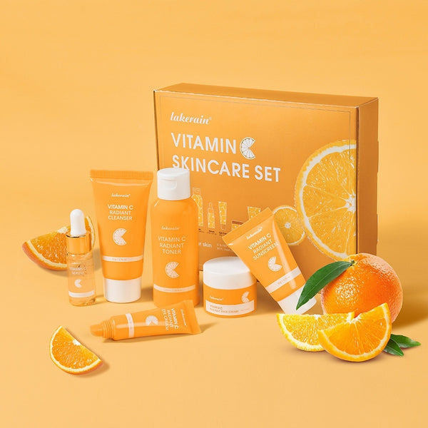 Vitamin C Skin Care Set 6 Pieces - Complete Brightening Facial Care Kit
