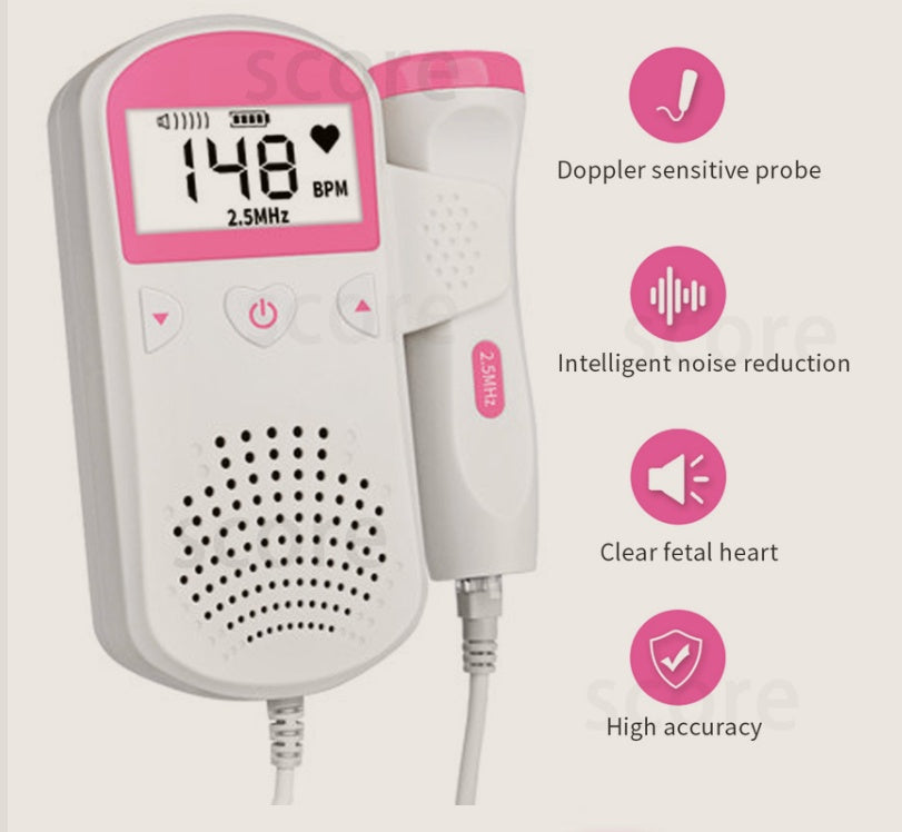 Fetal Doppler Heart Rate Monitor - CE Certified Home Pregnancy Baby Heartbeat Detector