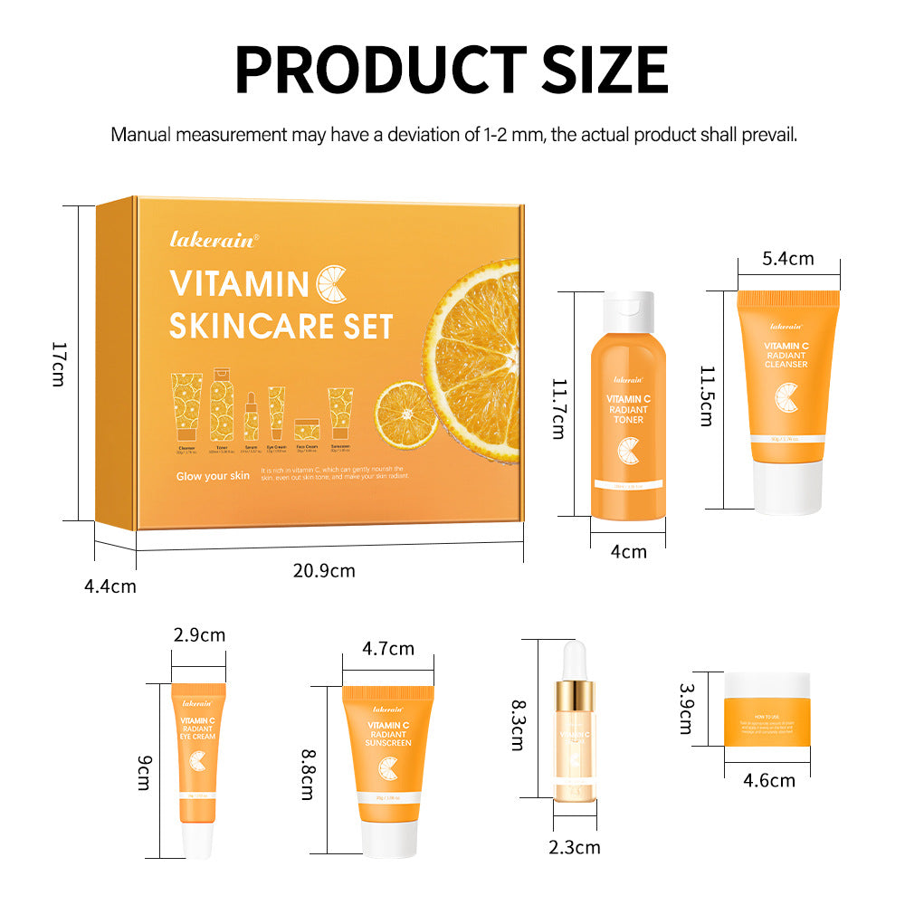 Vitamin C Skin Care Set 6 Pieces - Complete Brightening Facial Care Kit
