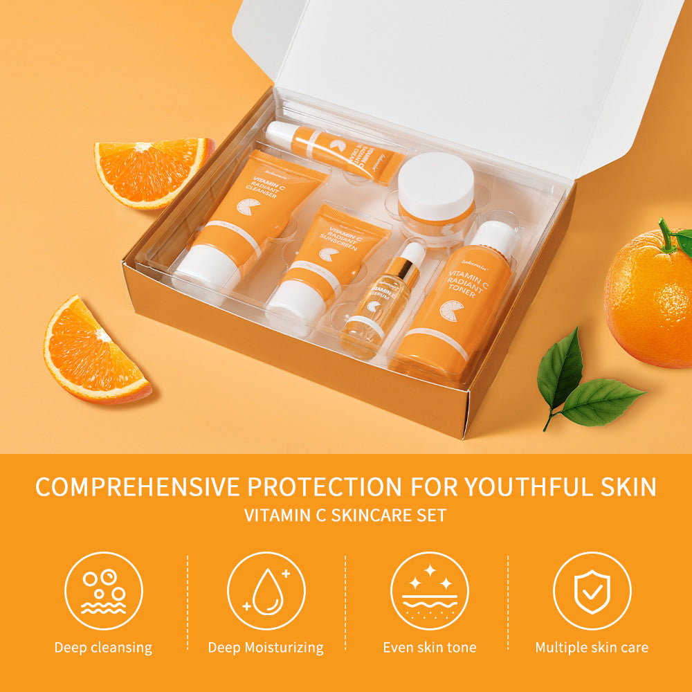 Vitamin C Skin Care Set 6 Pieces - Complete Brightening Facial Care Kit